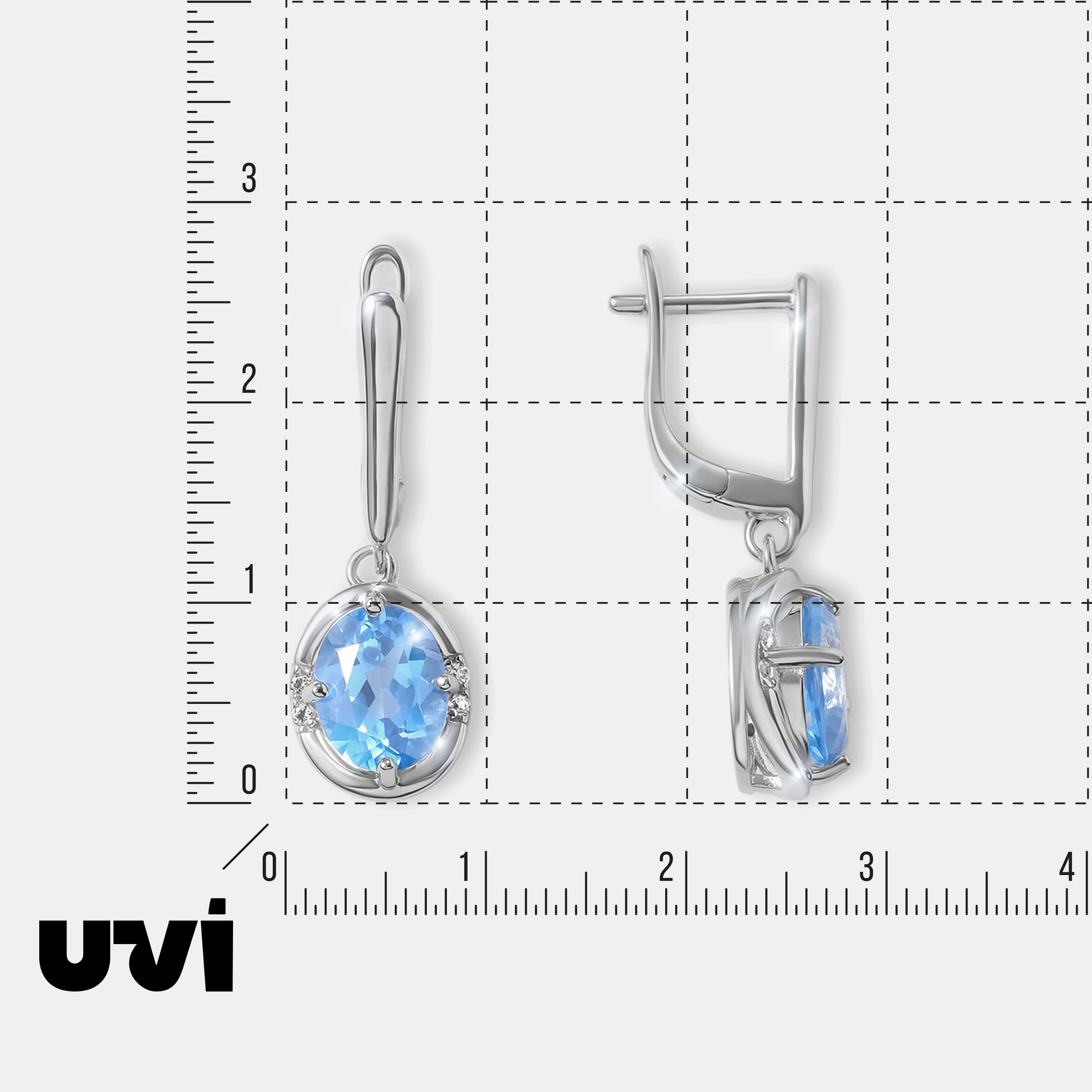 Серебряные серьги с топазами Индиго