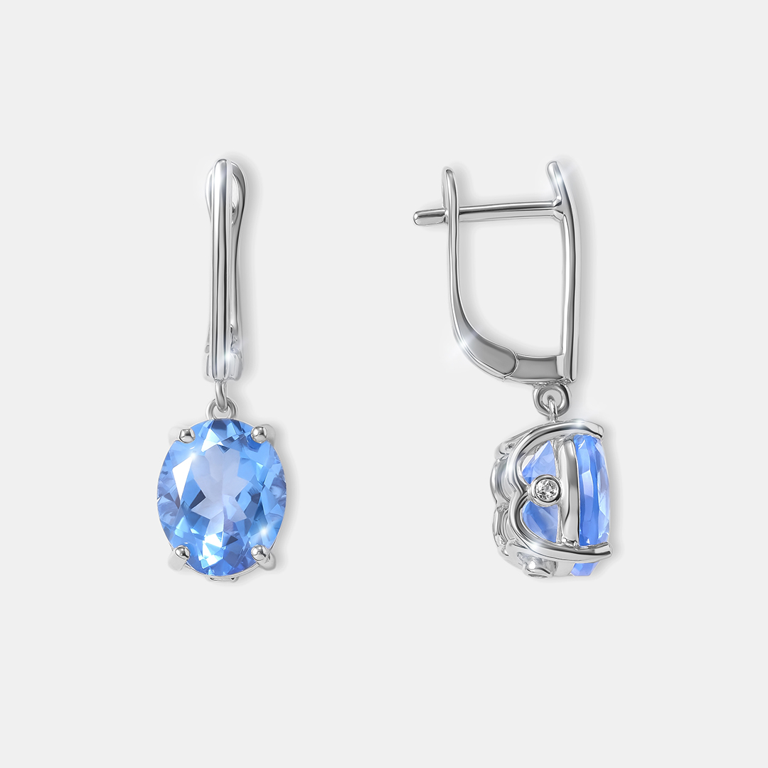 Серебряные серьги с топазами Индиго