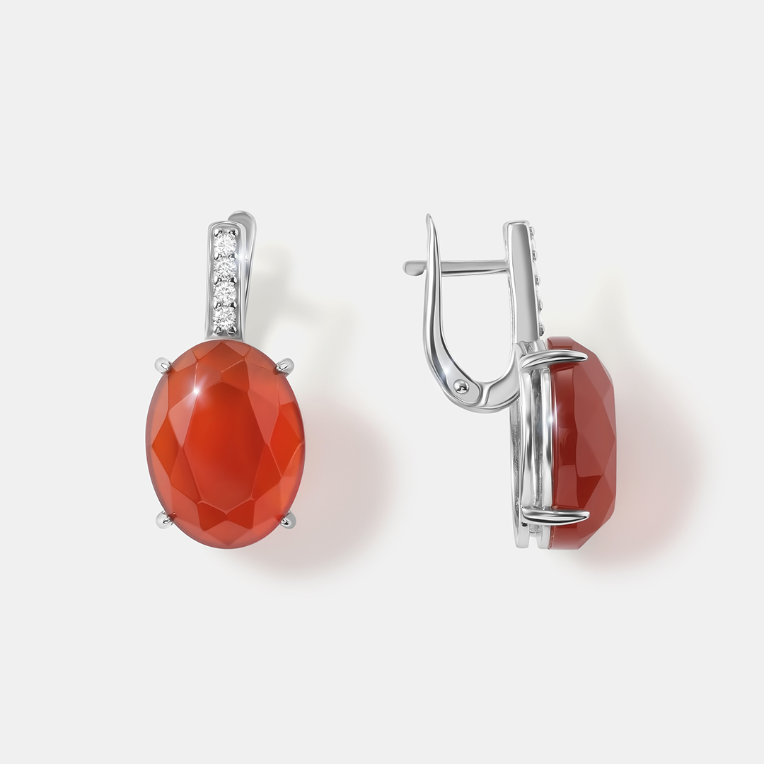 Серебряные серьги с сердоликом