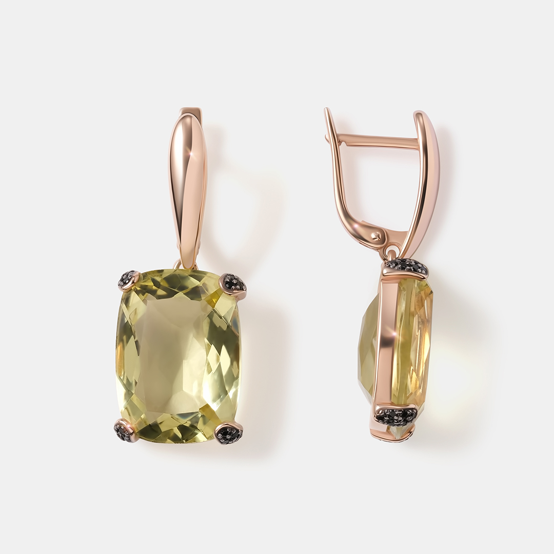 Серебряные серьги с лимонным кварцем