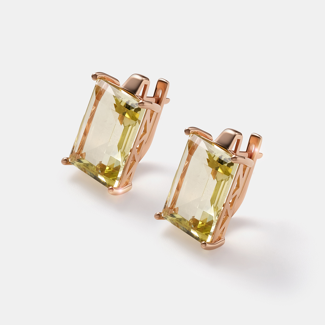 Серебряные серьги с лимонным кварцем