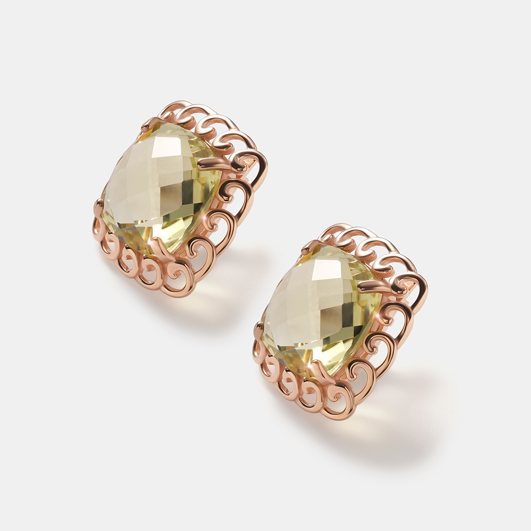 Серебряные серьги с лимонным кварцем
