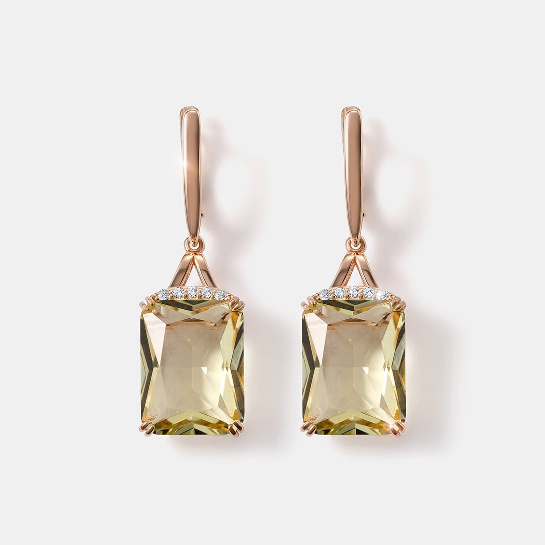 Серебряные серьги с лимонным кварцем