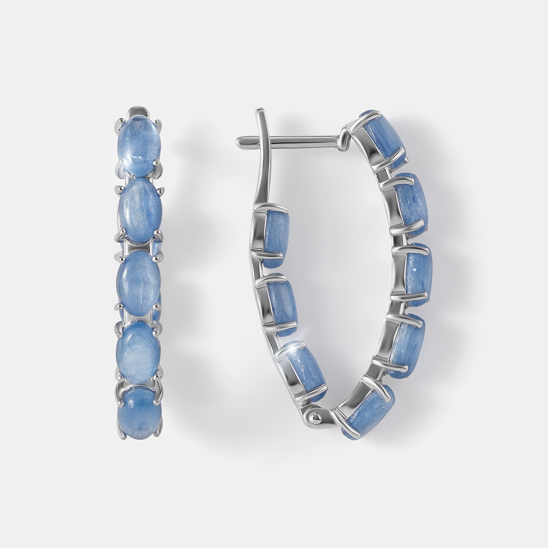Серебряные серьги с кианитами