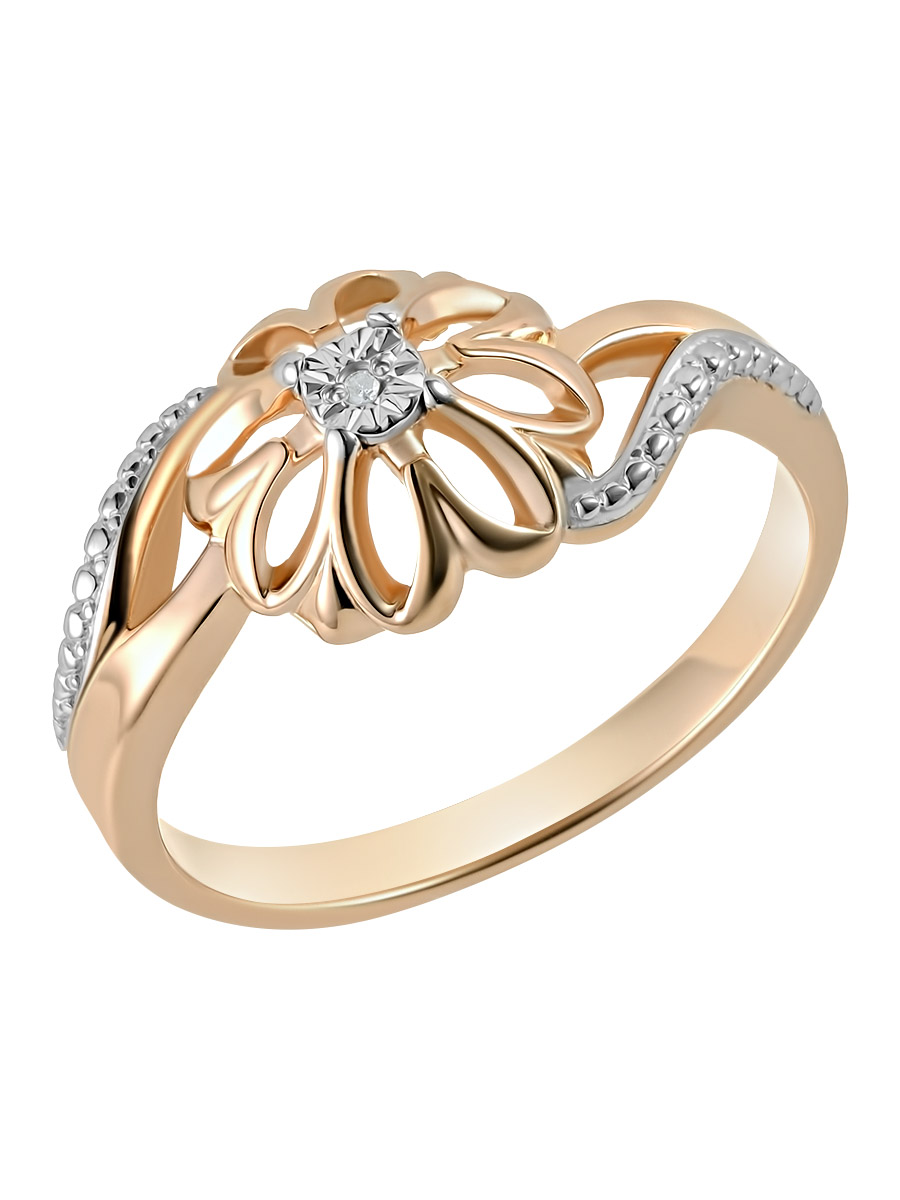 Серебряное кольцо с бриллиантом "Цветок"