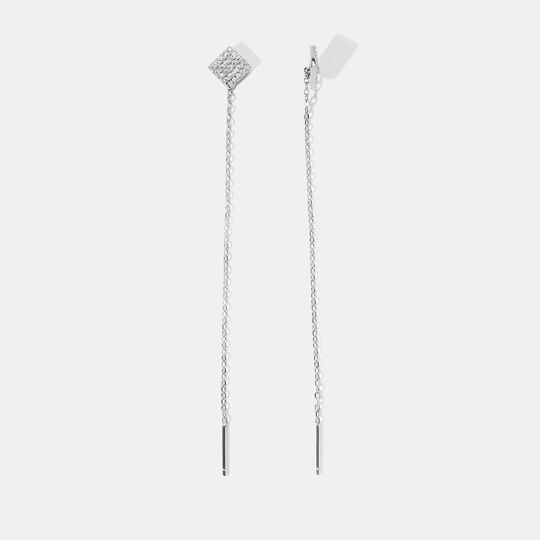 Серебряные серьги-протяжки с кубическим цирконием