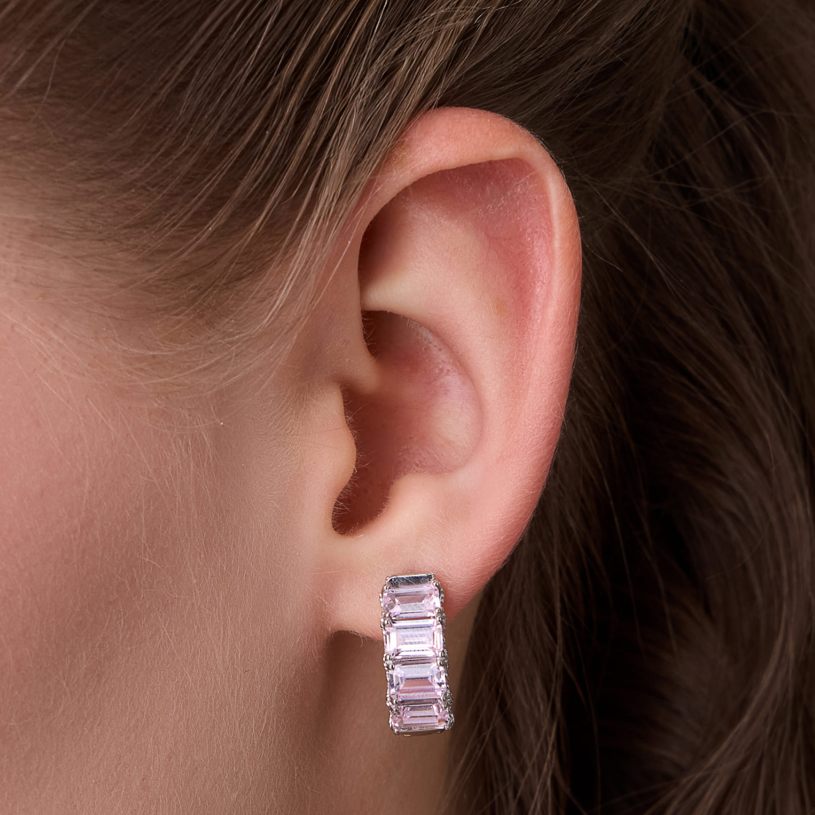 Серебряные серьги-конго с кубическим цирконием