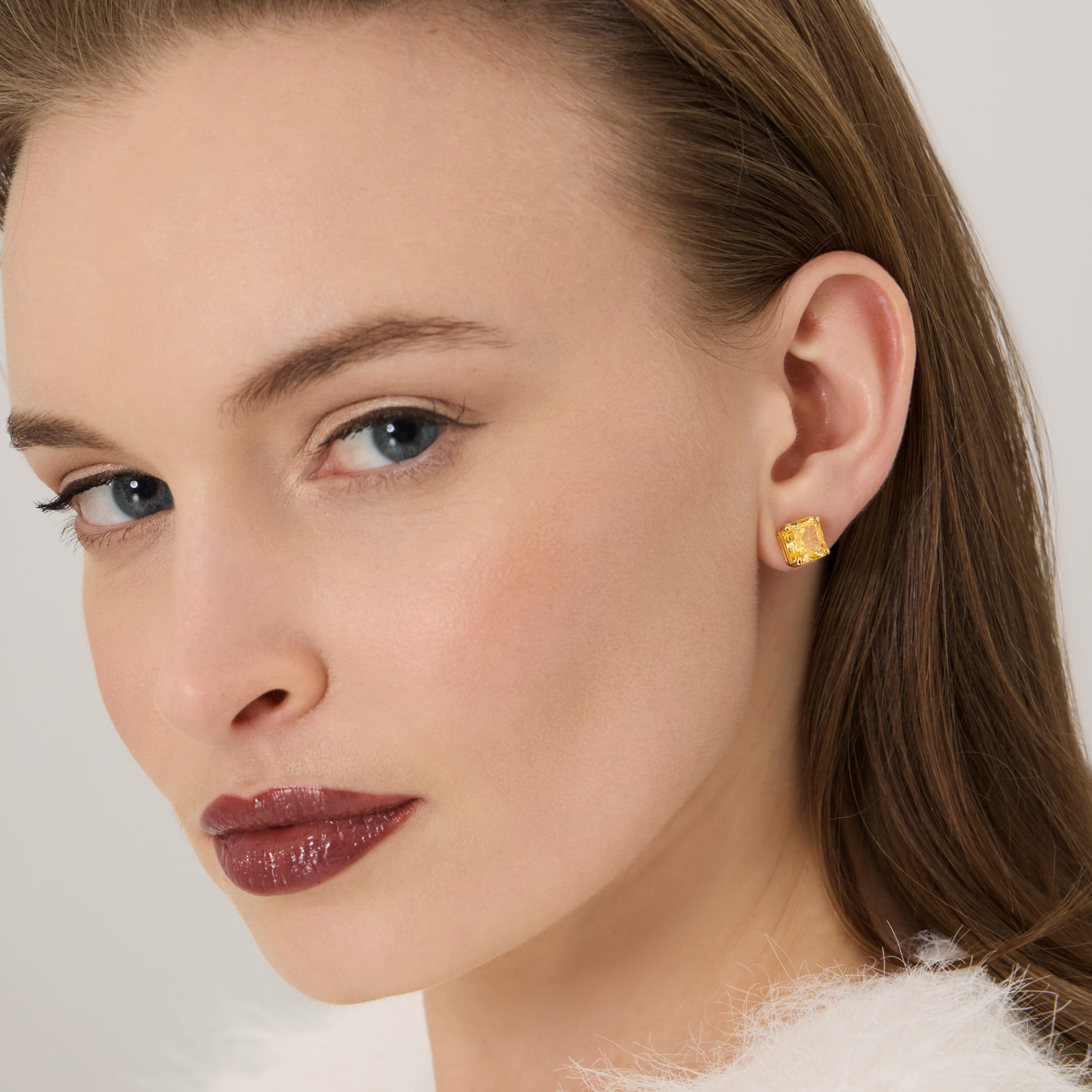 Серебряные серьги-пусеты с кубическим цирконием