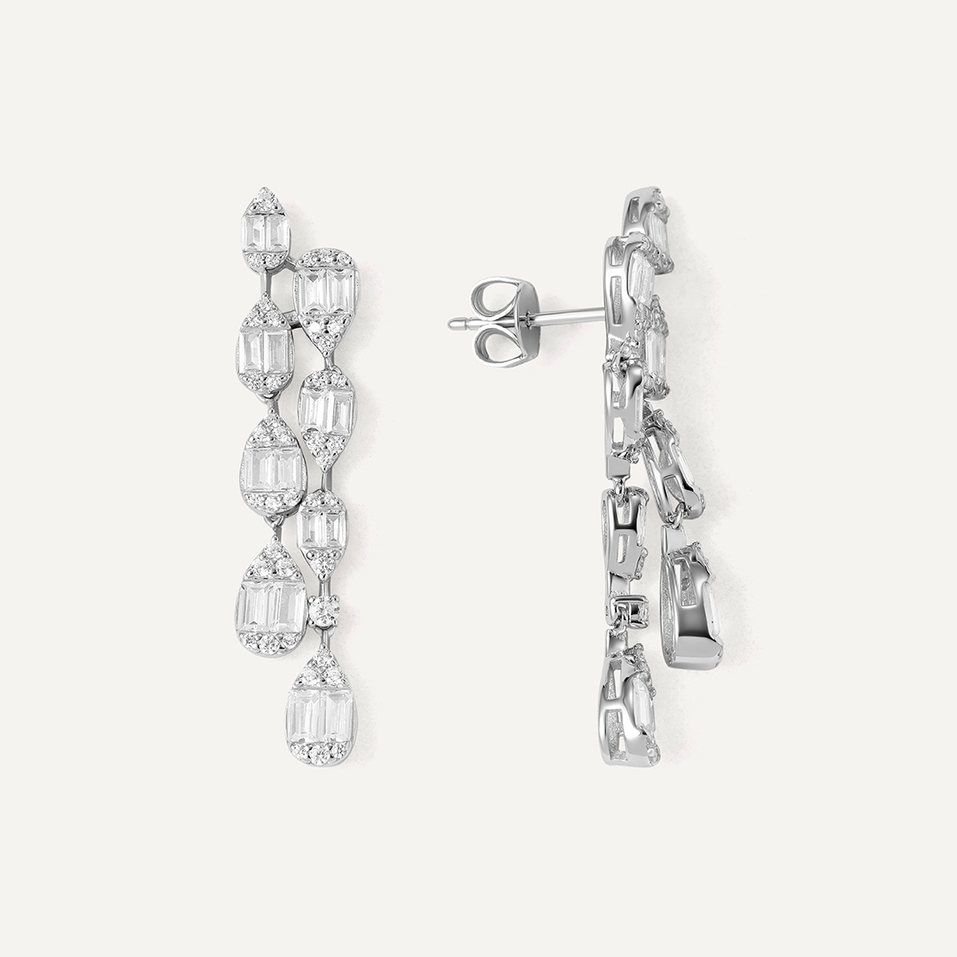 Серебряные серьги-пусеты с кубическим цирконием