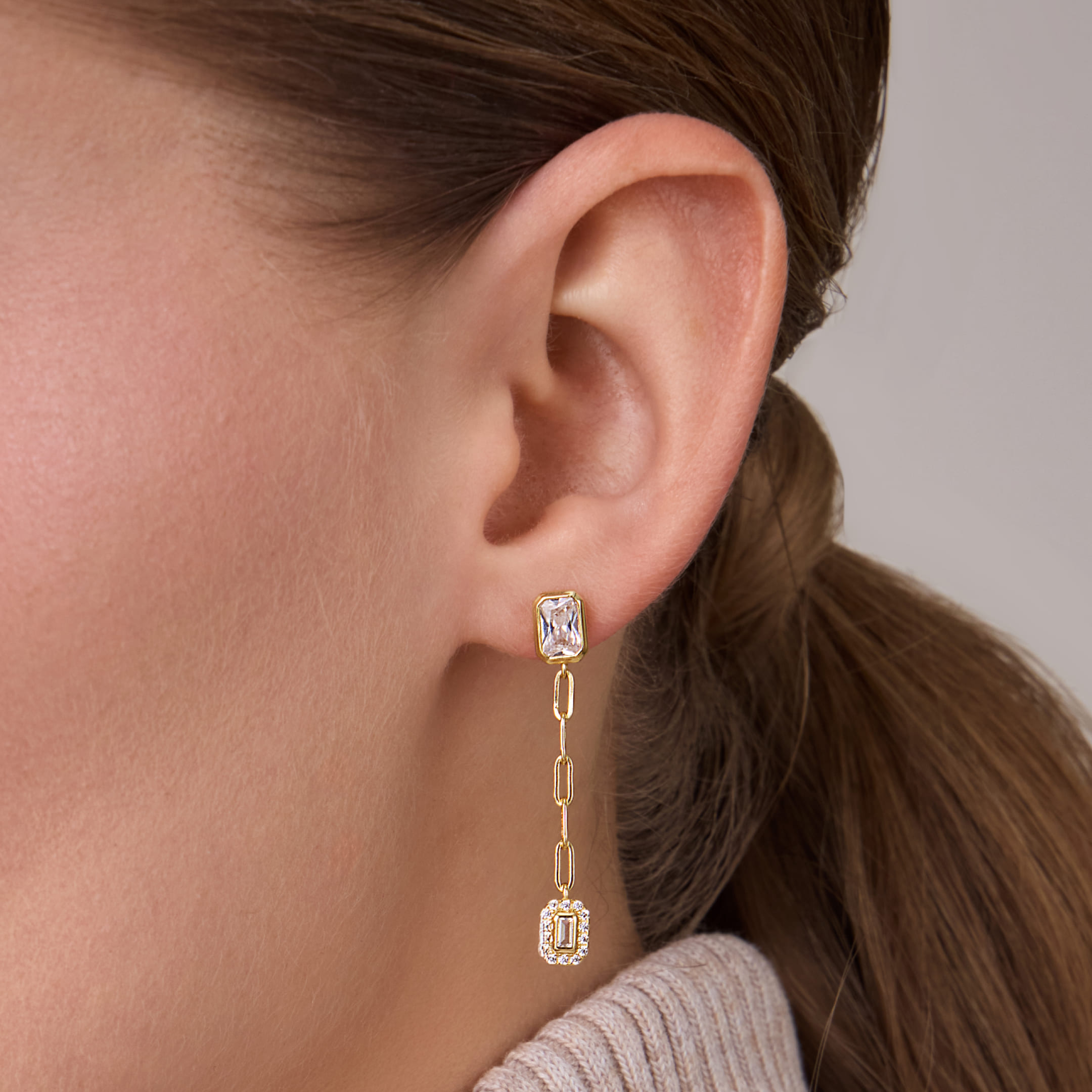 Серебряные серьги-пусеты с кубическим цирконием