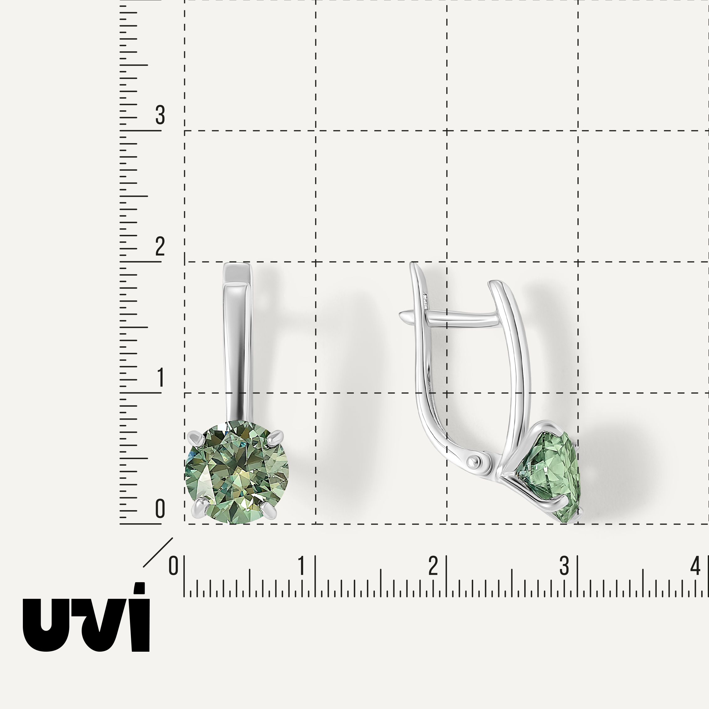 Серебряные серьги с зелеными муассанитами