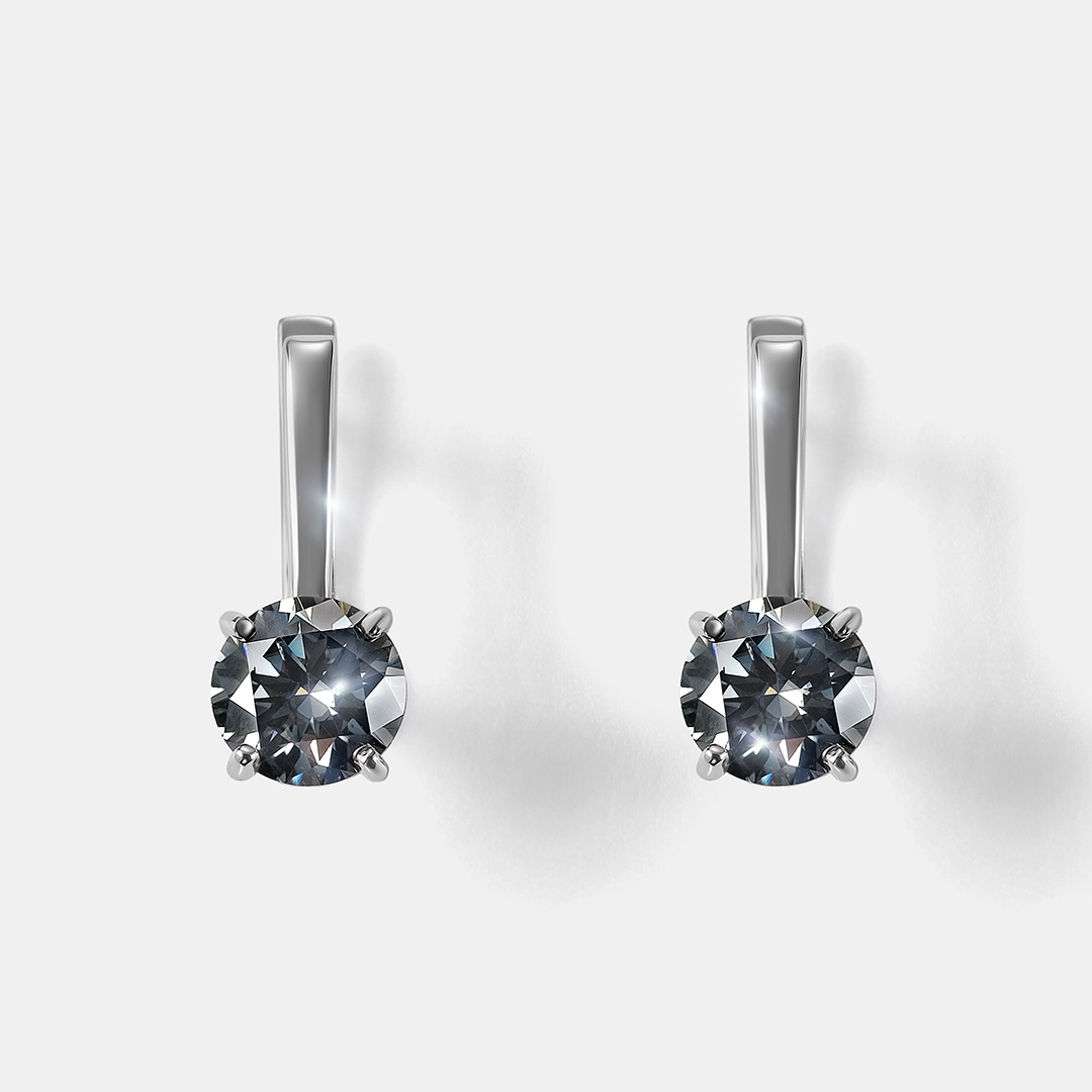 Серебряные серьги с серыми муассанитами