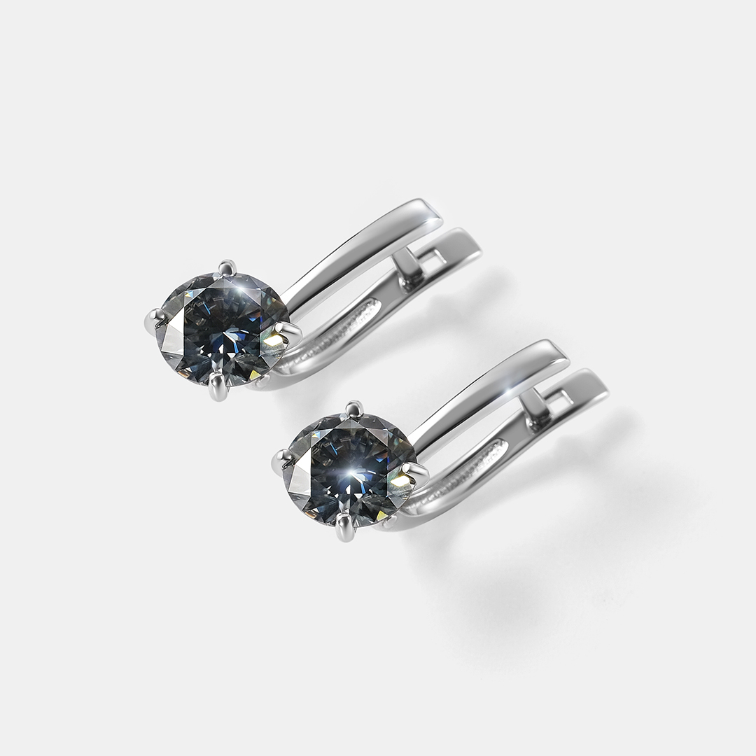 Серебряные серьги с серыми муассанитами