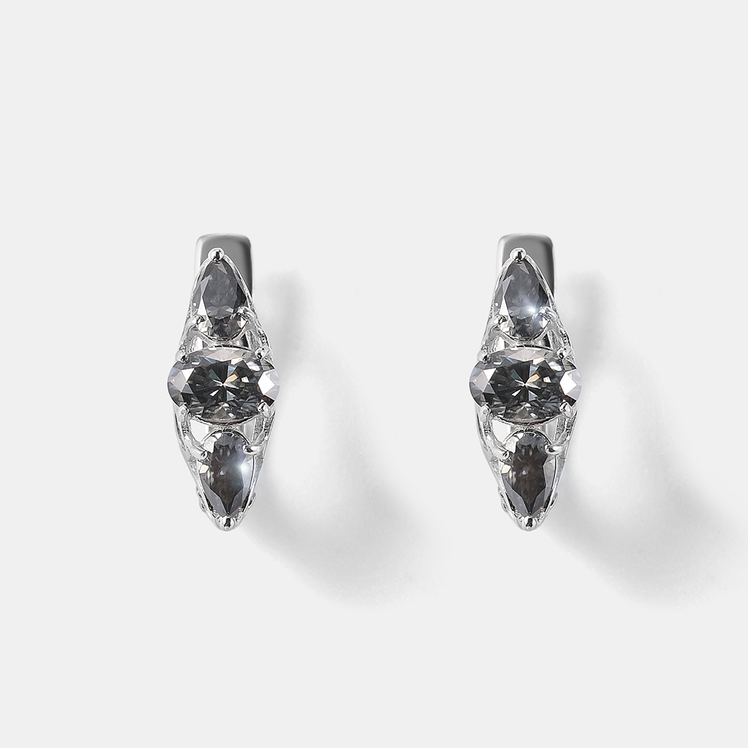Серебряные серьги с серыми муассанитами