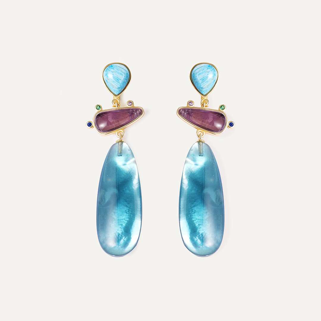 Серебряные серьги с самоцветами