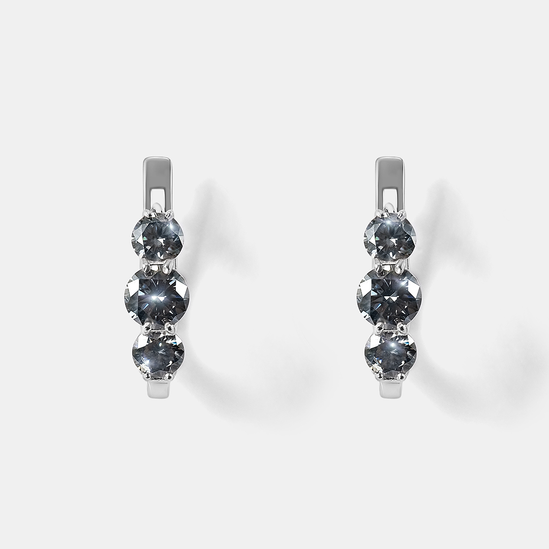 Серебряные серьги с серыми муассанитами
