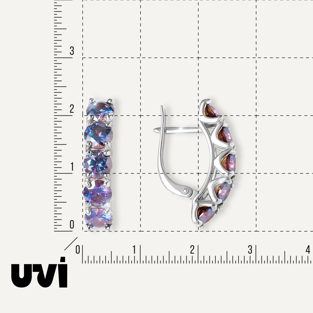 Серебряные серьги с фиолетовыми муассанитами