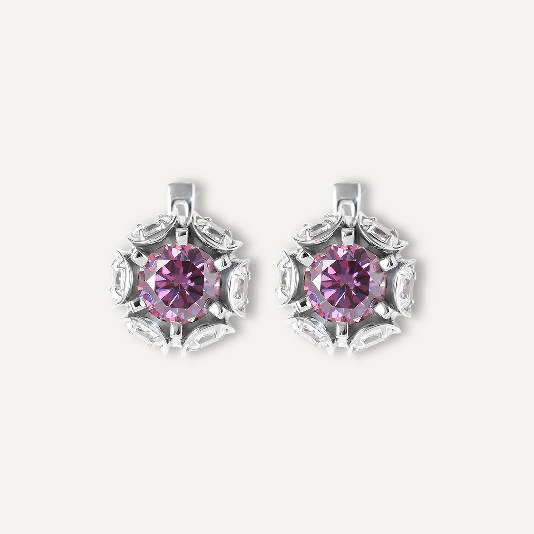 Серебряные серьги с фиолетовыми муассанитами