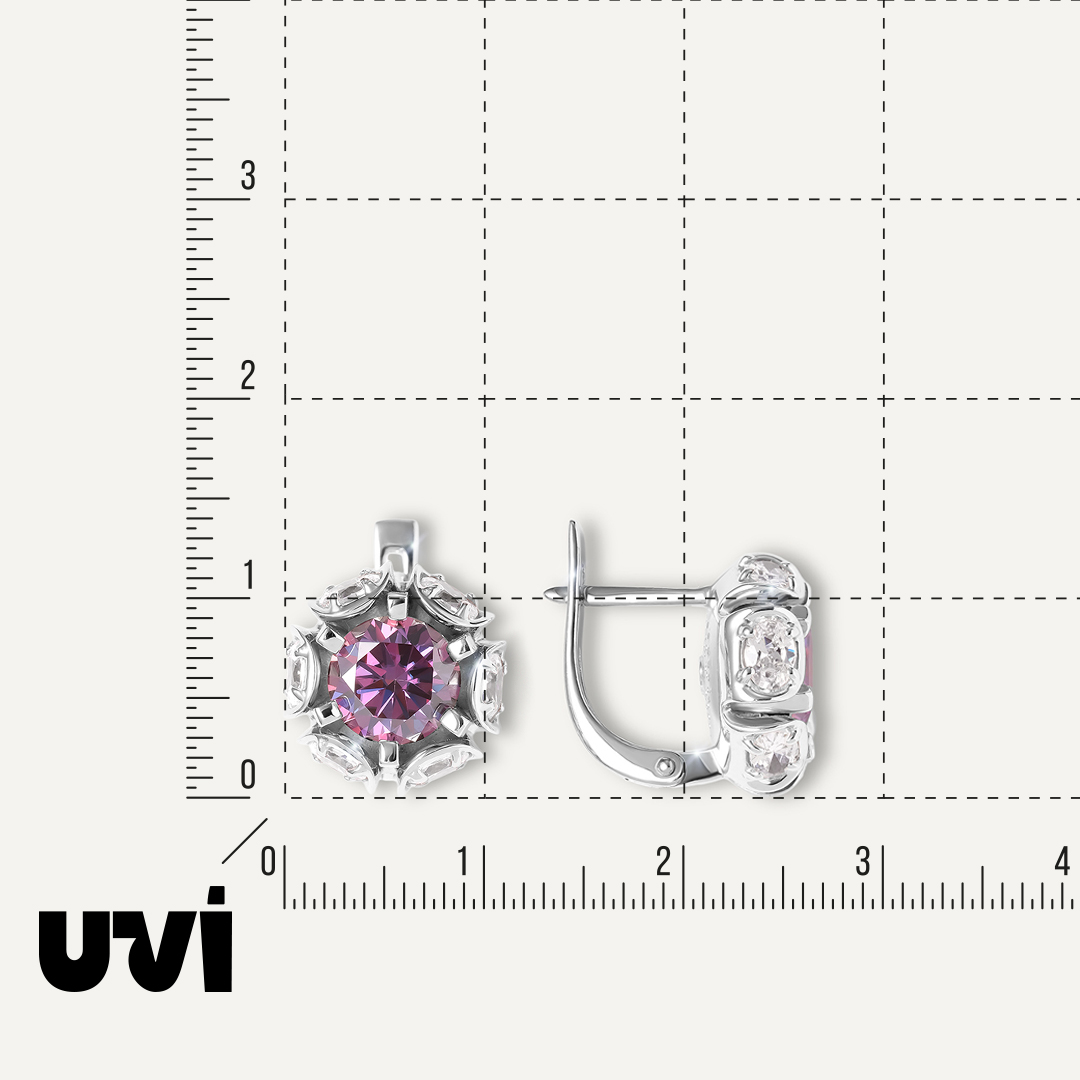 Серебряные серьги с фиолетовыми муассанитами