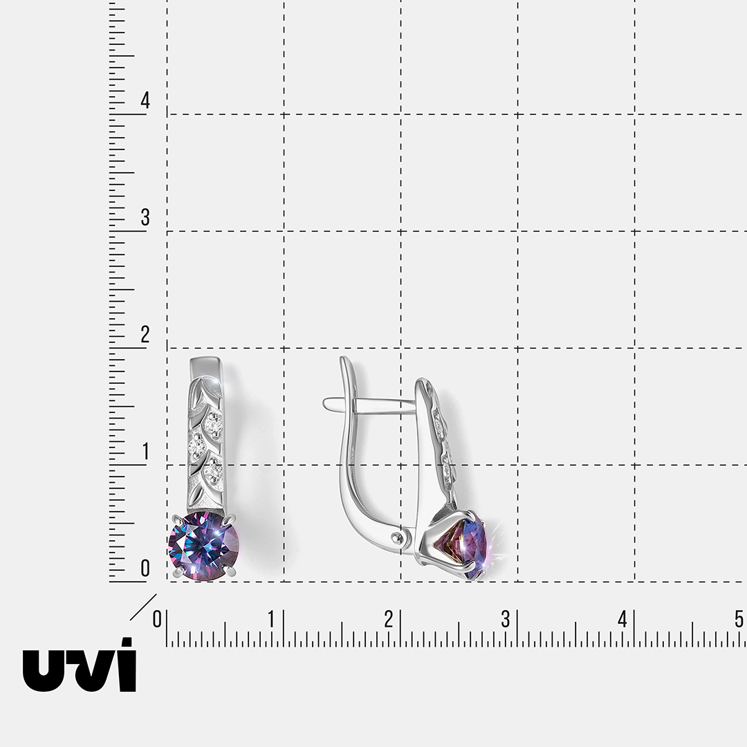 Серебряные серьги с фиолетовыми муассанитами