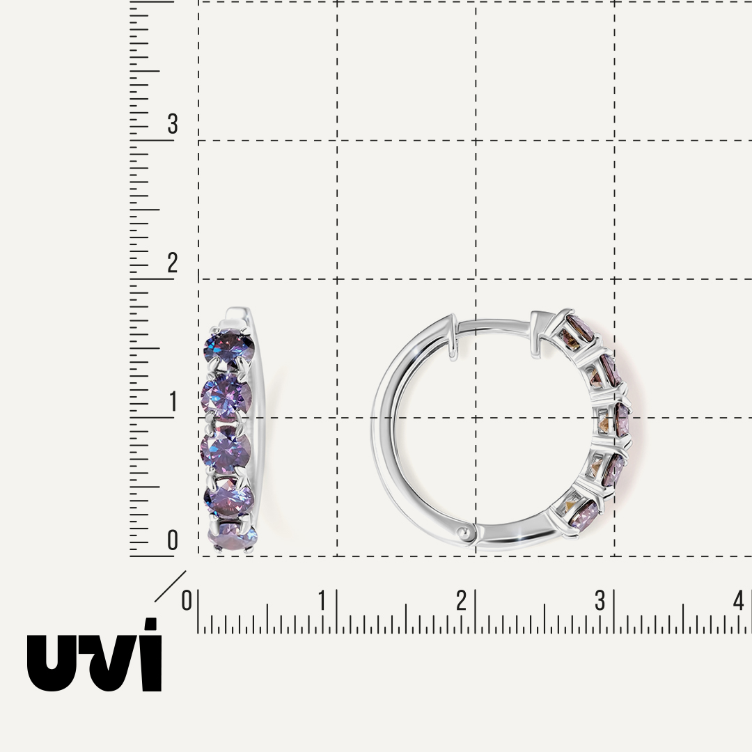 Серебряные серьги-конго с фиолетовыми муассанитами