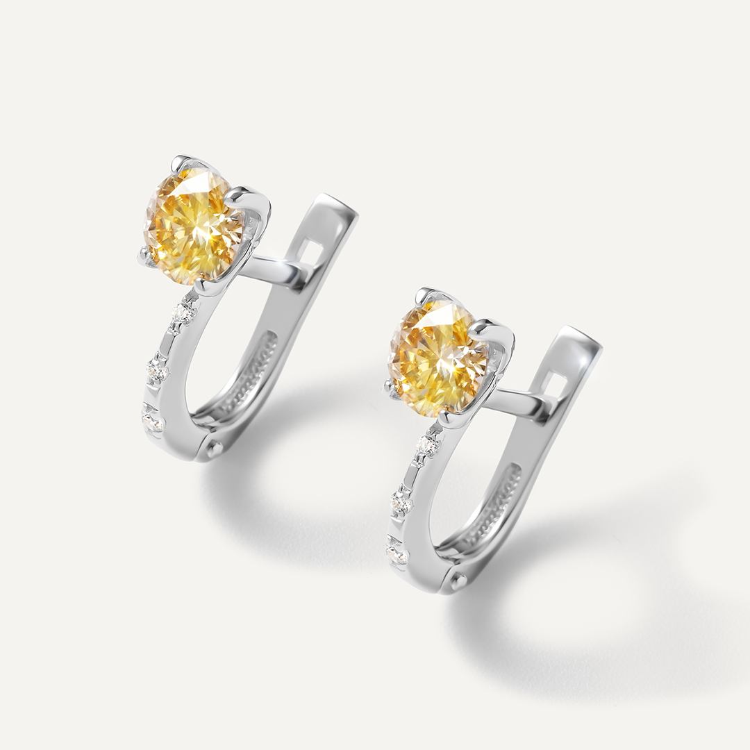 Серебряные серьги с желтыми муассанитами