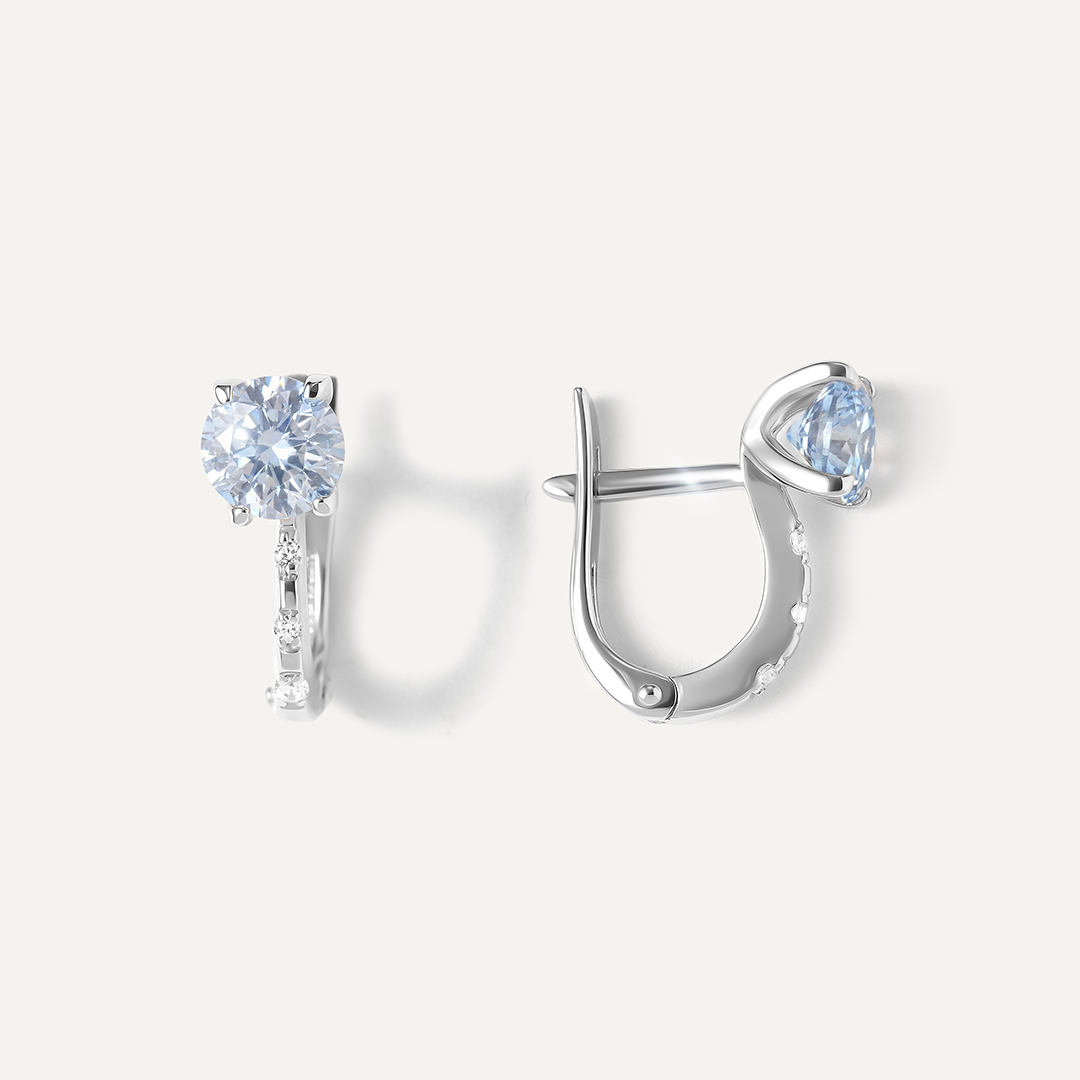 Серебряные серьги с голубыми муассанитами