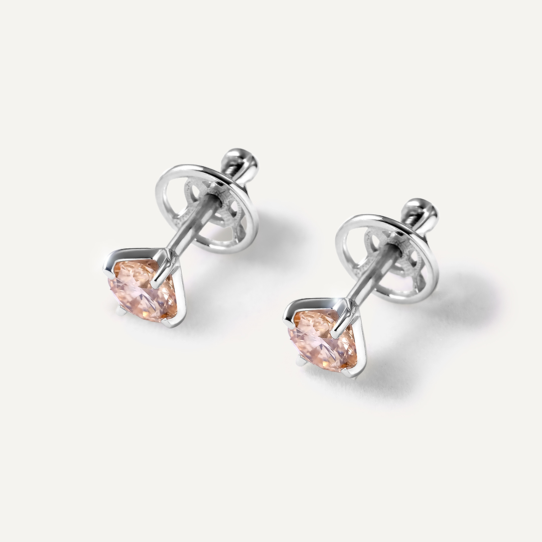 Серебряные серьги-пусеты с муассанитами