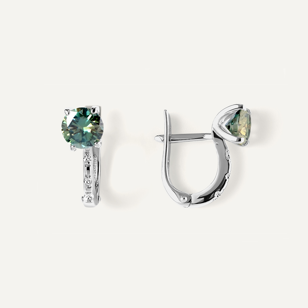 Серебряные серьги с муассанитами Параиба