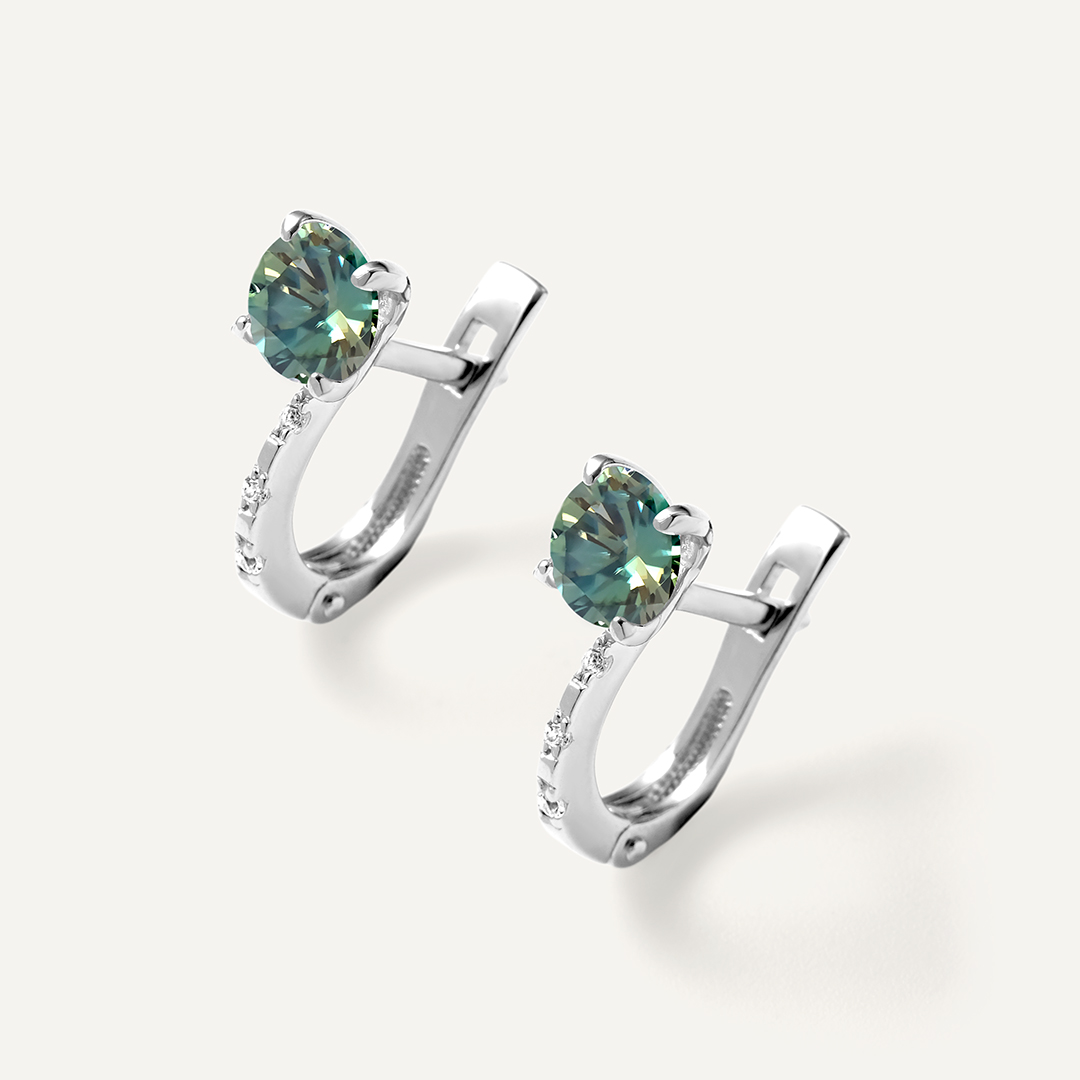 Серебряные серьги с муассанитами Параиба