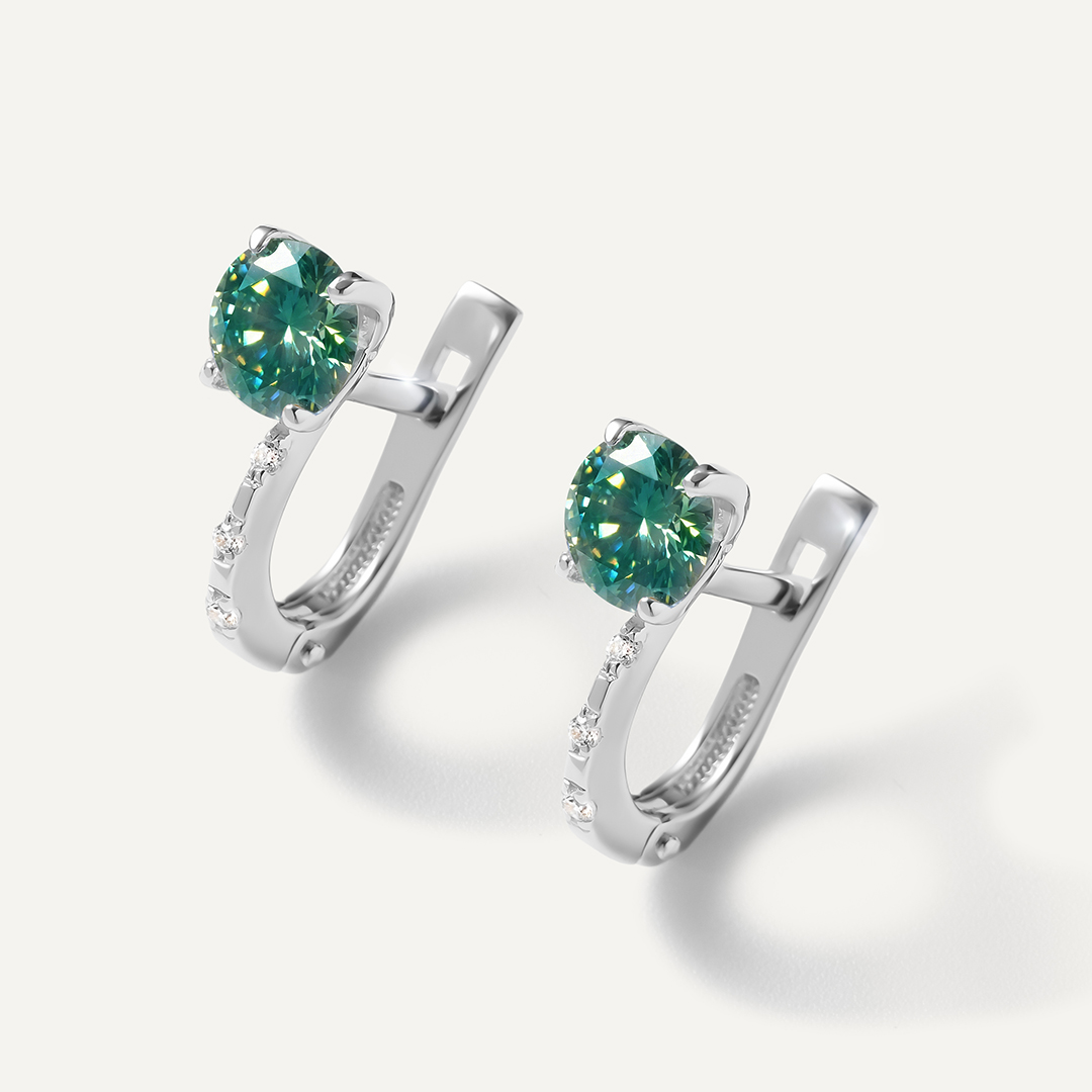 Серебряные серьги с муассанитами Параиба