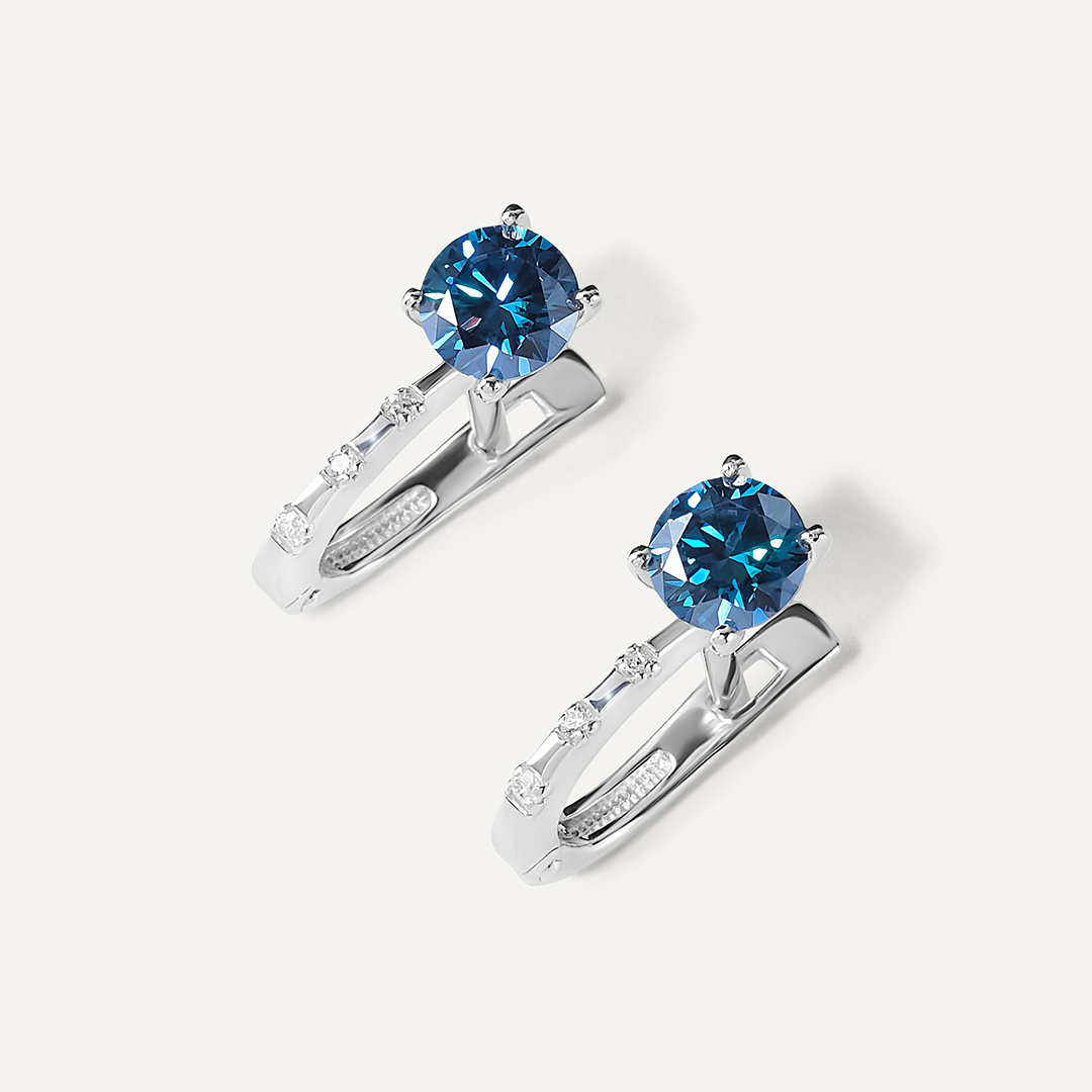 Серебряные серьги с синими муассанитами