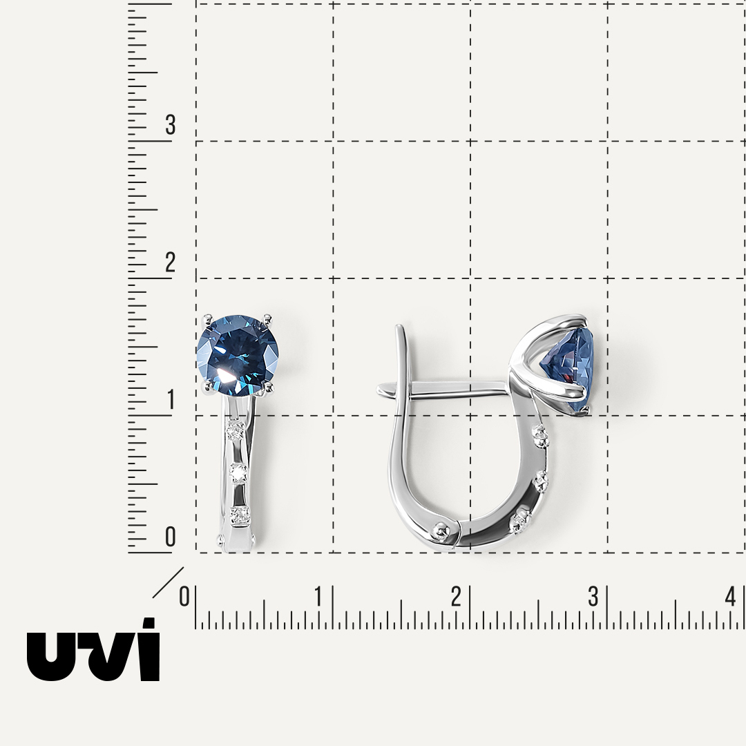 Серебряные серьги с синими муассанитами