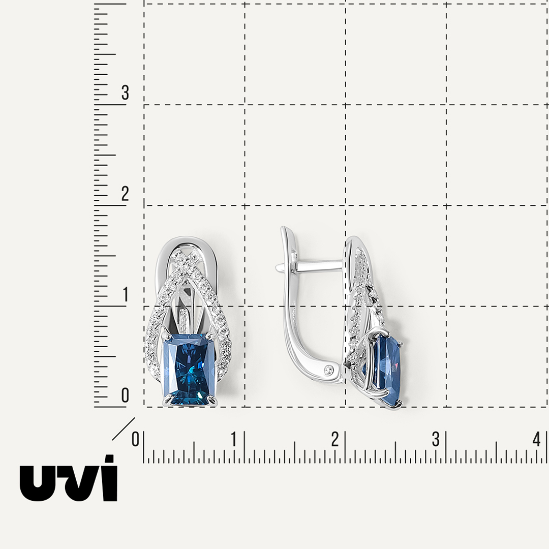 Серебряные серьги с синими муассанитами