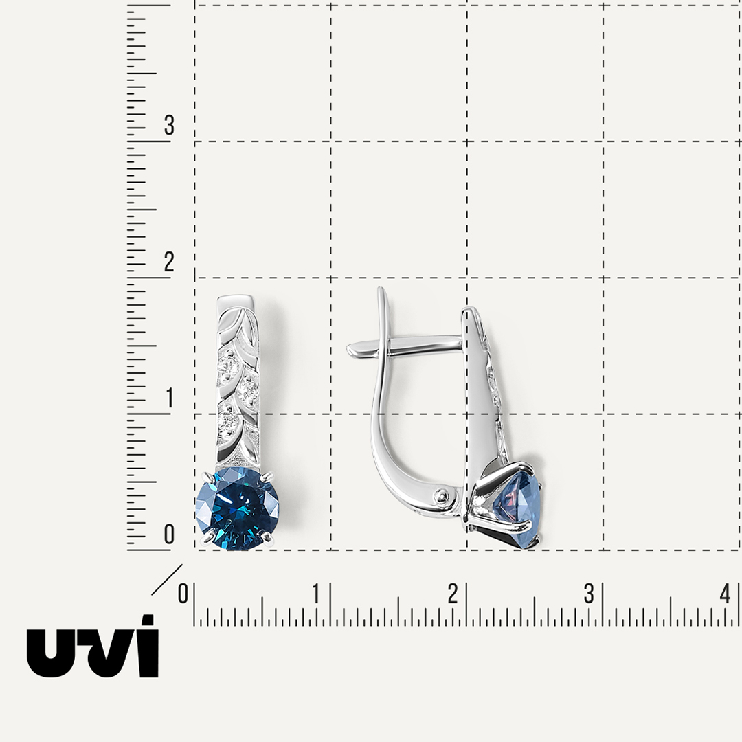 Серебряные серьги с синими муассанитами