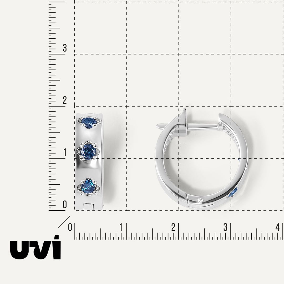 Серебряные серьги-конго с синими муассанитами