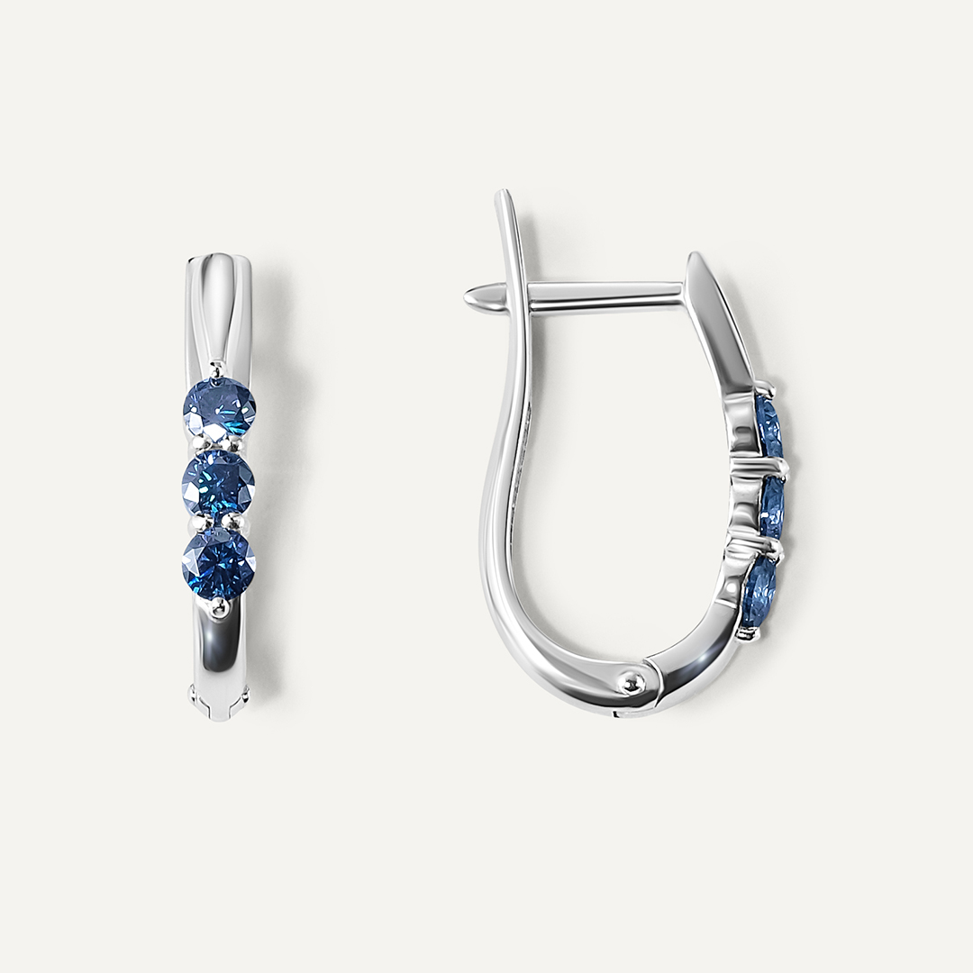 Серебряные серьги с синими муассанитами