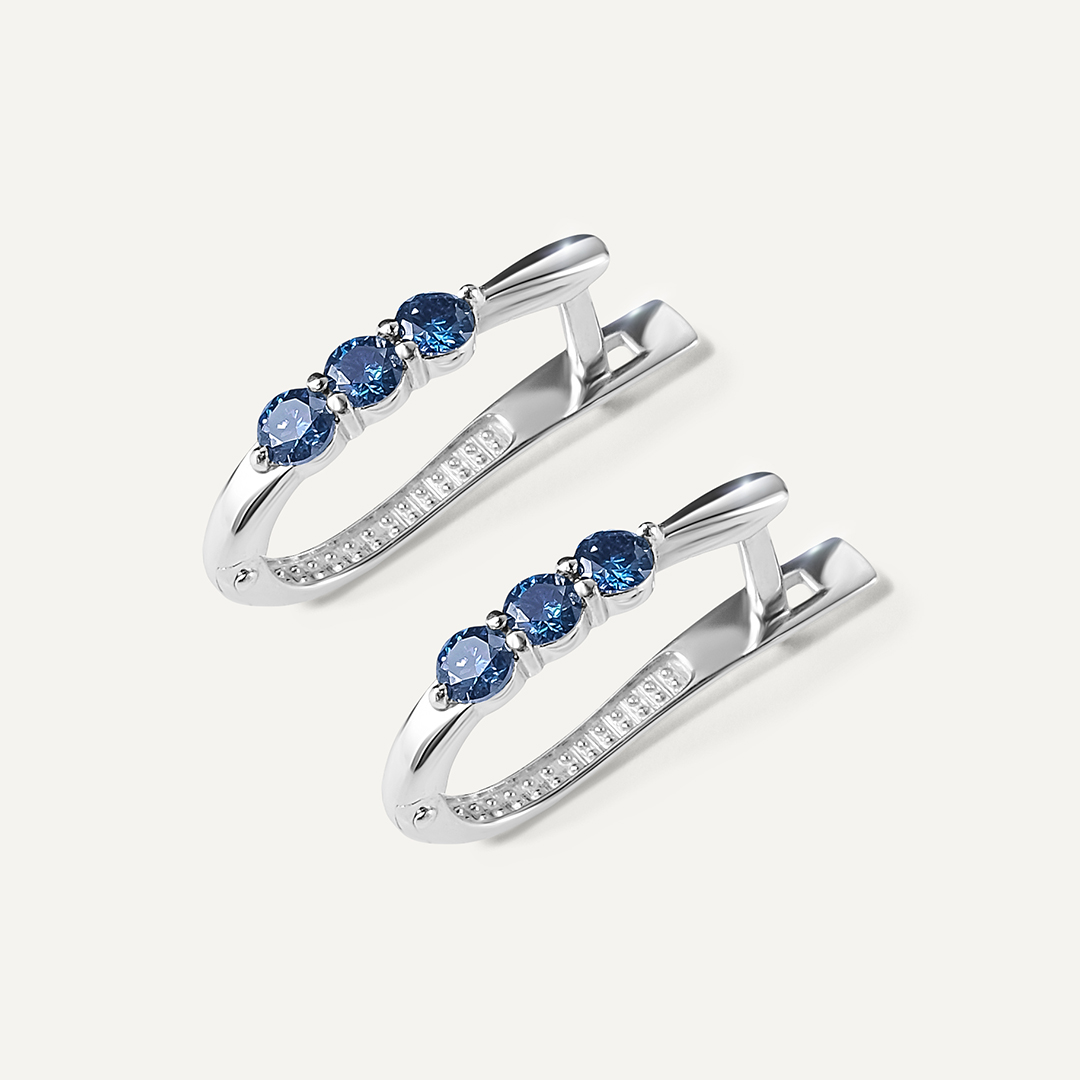 Серебряные серьги с синими муассанитами