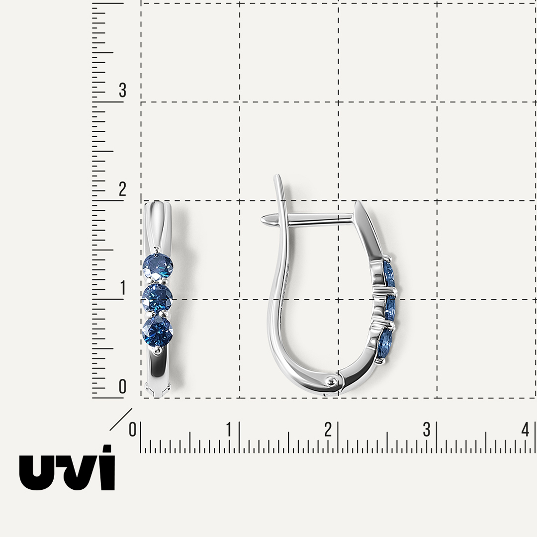 Серебряные серьги с синими муассанитами