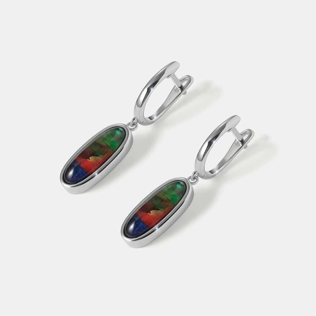 Серебряные серьги с аммолитами