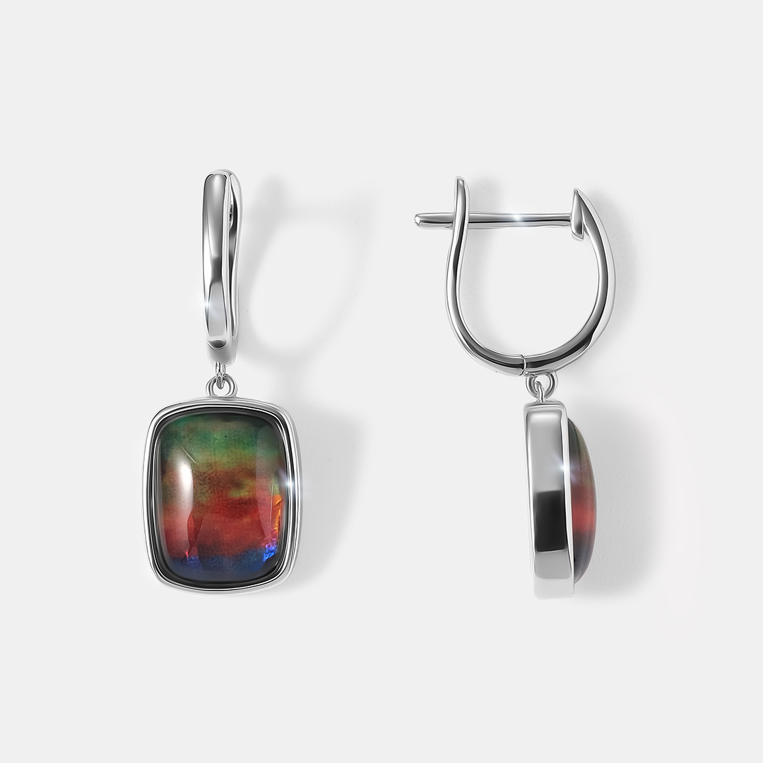Серебряные серьги с аммолитами