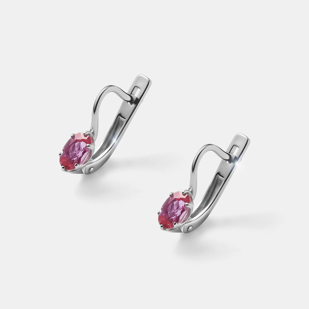 Серебряные серьги с александритами Чохральского