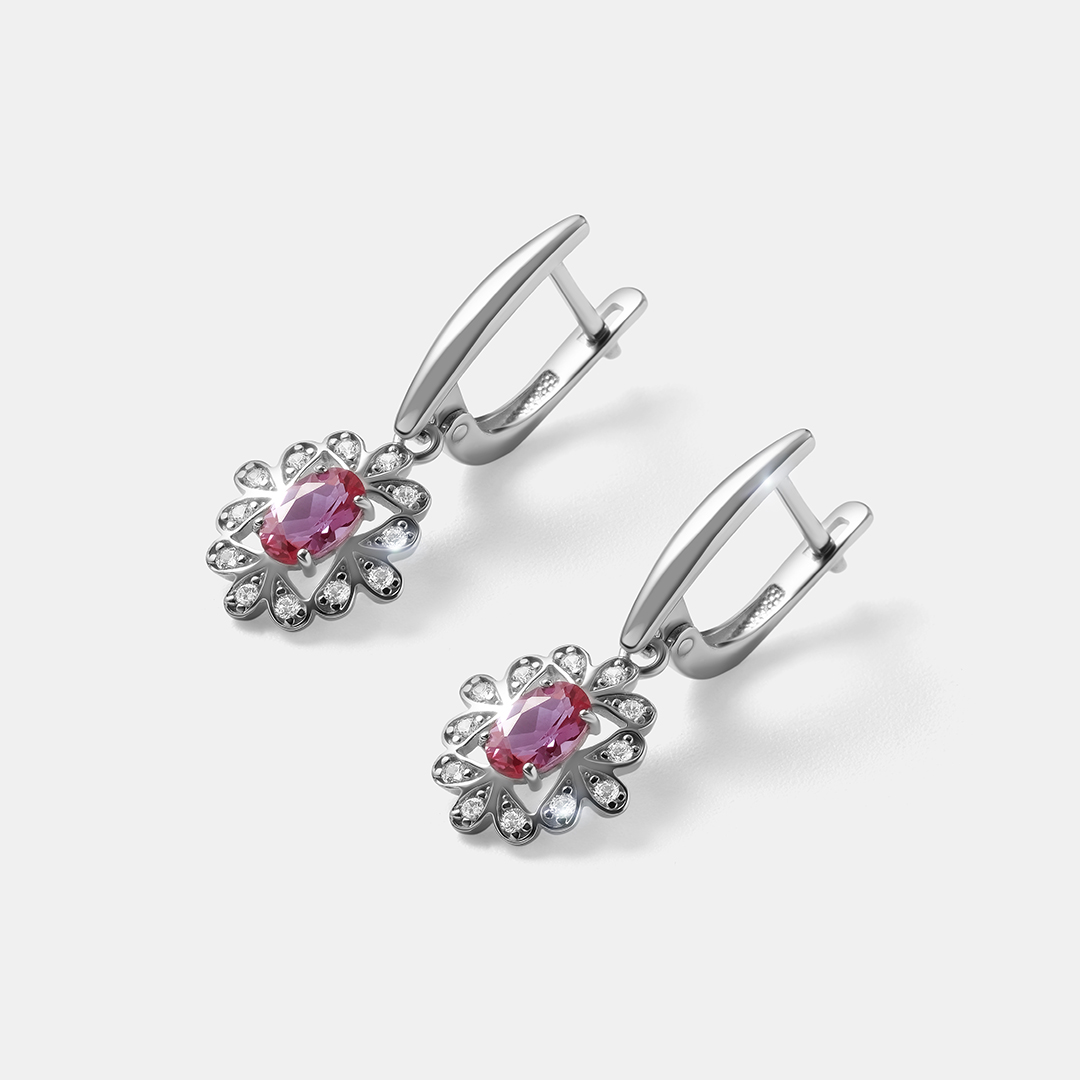 Серебряные серьги с александритами Чохральского