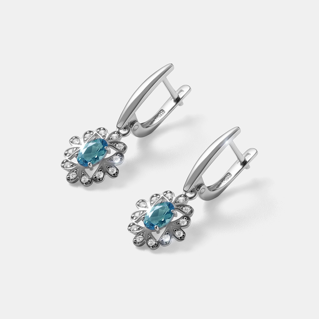 Серебряные серьги с александритами Чохральского
