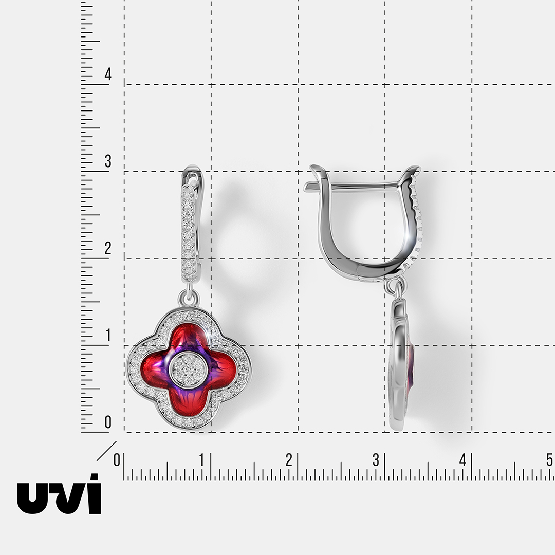 Серебряные серьги с кубическим цирконием и эмалью