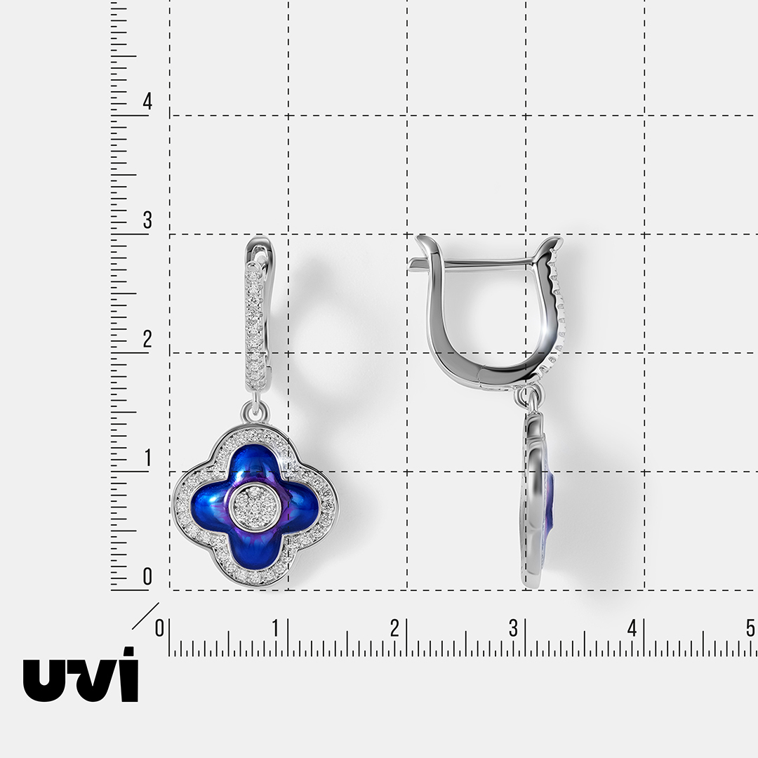 Серебряные серьги с кубическим цирконием и эмалью