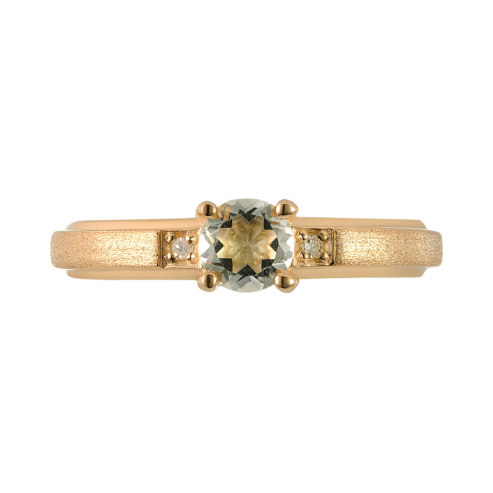 Серебряное кольцо 925 пробы; матирование; вставки 2 Бр.Кр-17 0,017 2/3A; 1 Празиолит;