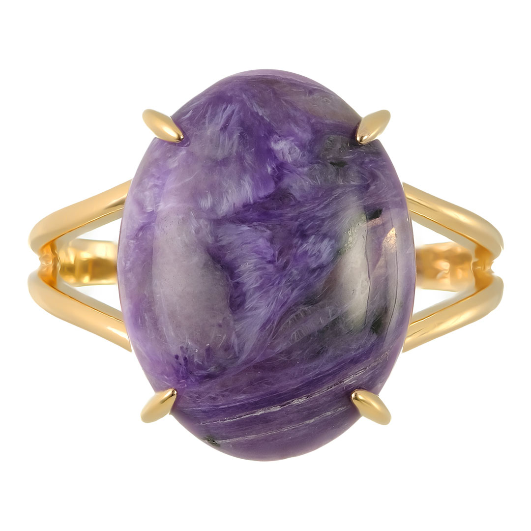 Серебряное кольцо 925 пробы; вставки 1 Чароит;