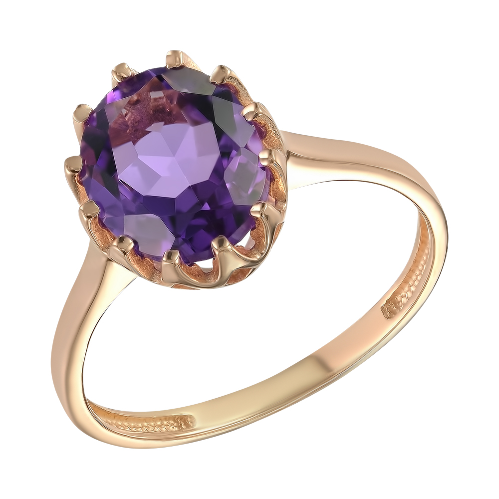 Серебряное кольцо 925 пробы; вставки 1 Аметист;