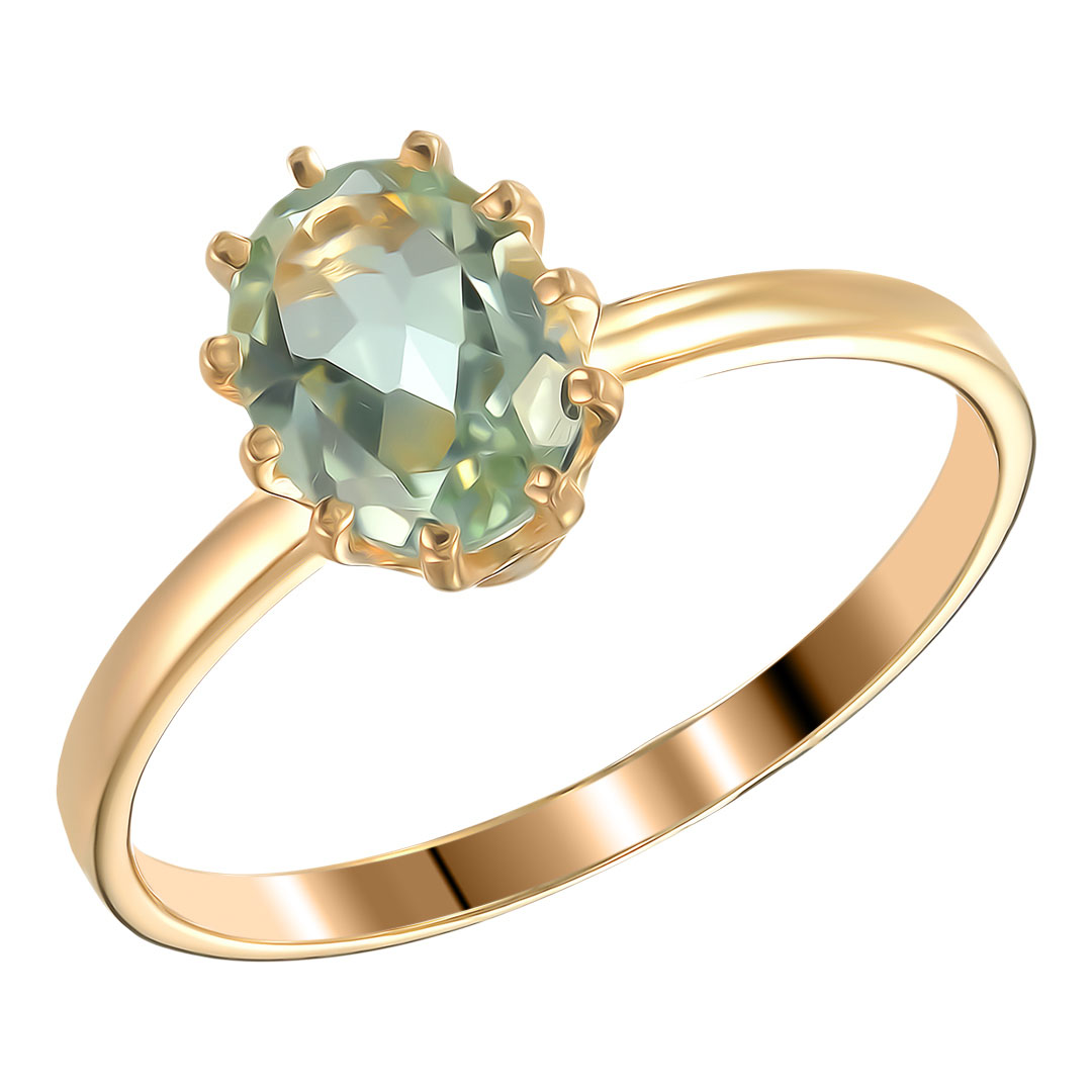 Серебряное кольцо 925 пробы; вставки 1 Празиолит;